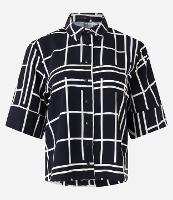 Camisa com Manga Curta Diferenciada e Estampa Geométrica - 1