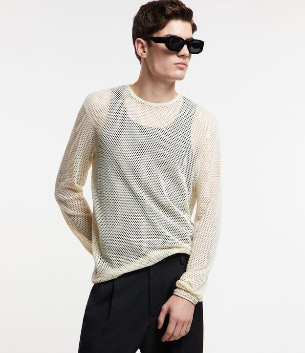 Suéter em Algodão com Textura de Furinhos - 1