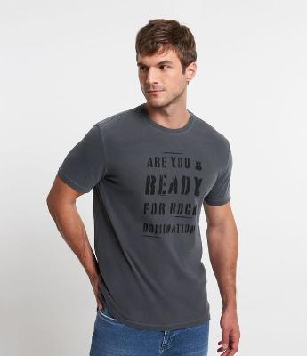 Camiseta Comfort em Algodão com Estampa Rock Domination