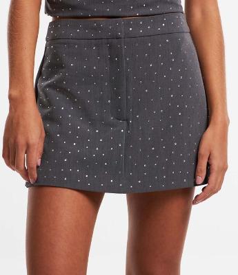 Short Saia em Alfaiataria com Brilhos Aplicados