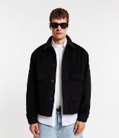 Jaqueta em Polivelour com Bolsos Grandes de Lapela - 1