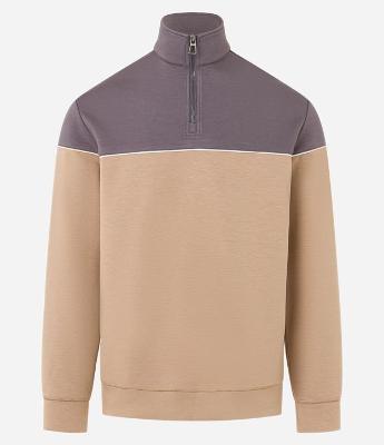 Blusão com Zíper na Gola e Bloco de Cor