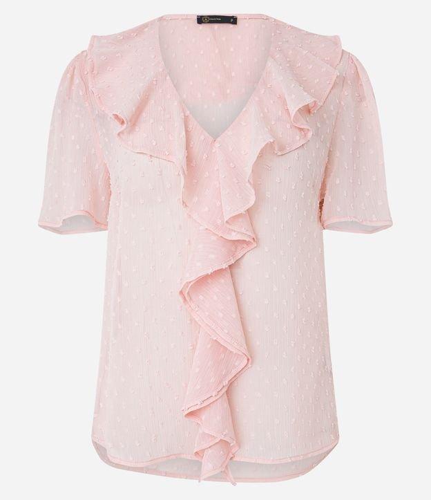 Blusa em Chiffon Maquinetado com Babado Jabô - 1