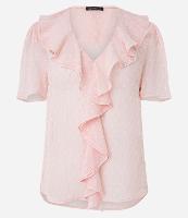 Blusa em Chiffon Maquinetado com Babado Jabô - 1