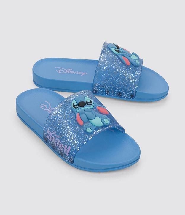 Chinelo Slide Infantil com Glitter e Patch do Stitch - Tam 23 ao 34 - 1