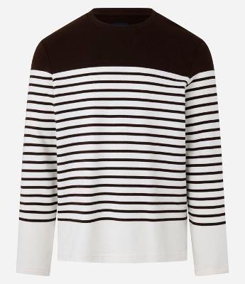 Camiseta em Algodão com Estampa Listrada e Bloco de Cores