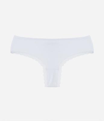 Calcinha Biquíni Fio em Ribana com Renda nas Cavas Curve & Plus Size