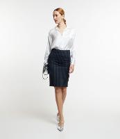 Saia Lápis em Viscose com Fechamento de Zíper e Estampa Risca de Giz - 1