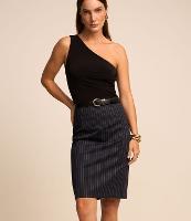 Saia Lápis em Viscose com Fechamento de Zíper e Estampa Risca de Giz - 3