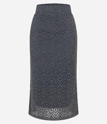 Saia Midi em Tricô com Ponto Crochetado