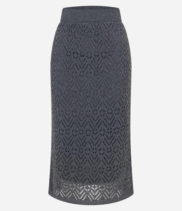 Saia Midi em Tricô com Ponto Crochetado - 1