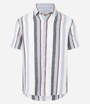 Camisa em Algodão Texturizada com Listras