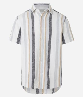 Camisa em Algodão Texturizada com Listras