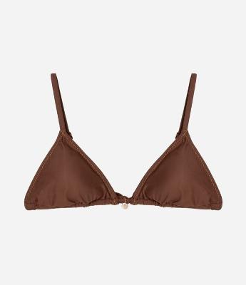 Biquíni Top Cortininha em Microfibra com Pesponto em Fio Metalizado