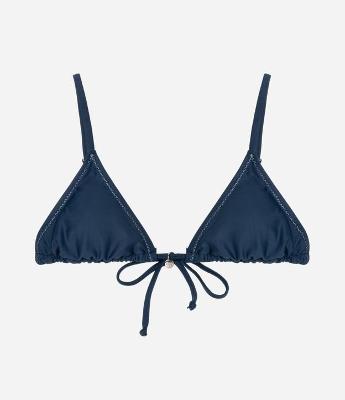 Biquíni Top Cortininha em Microfibra com Pesponto em Fio Metalizado