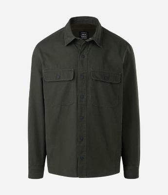 Camisa em Sarja com Botões e Bolsos
