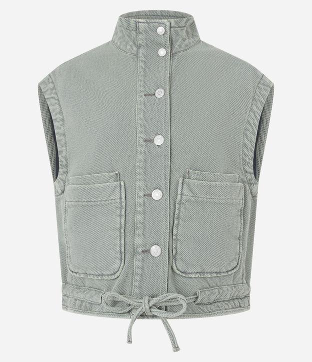 Colete em Sarja com Gola Alta e Amarração na Barra - 1