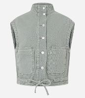 Colete em Sarja com Gola Alta e Amarração na Barra - 1