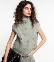 Colete em Sarja com Gola Alta e Amarração na Barra - 2