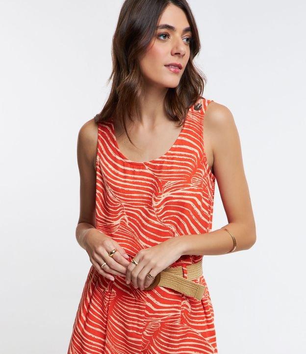 Blusa sem Manga em Viscolinho com Botões na Alça e Estampa Abstrata - 1