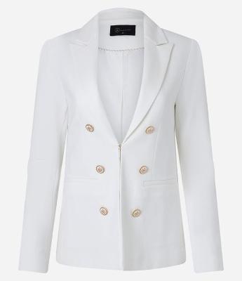 Blazer Alfaiatado em Ponto Roma com Botões Brasão