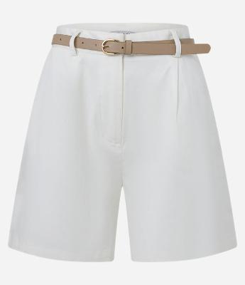 Short em Alfaiataria com cinto de PU e Fivela de Metal