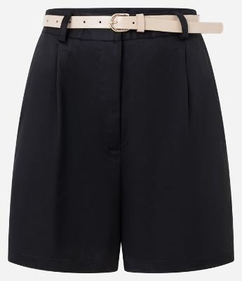 Short em Alfaiataria com cinto de PU e Fivela de Metal