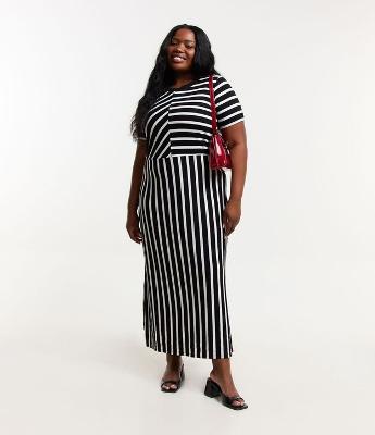 Vestido Midi em Crepe Listrado Curve & Plus Size