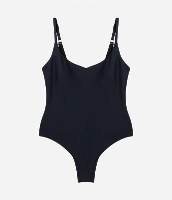 Maiô em Microfibra com Decote nas Costas e Alça Fina