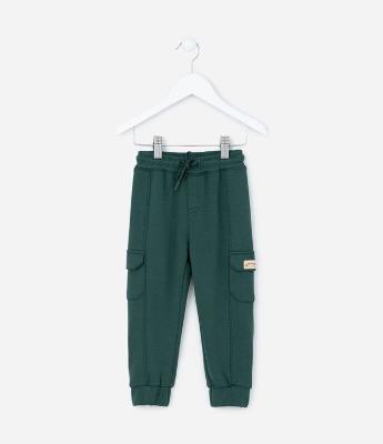 Calça Infantil com Recortes e Bolso Cargo - Tam 1 a 5 anos