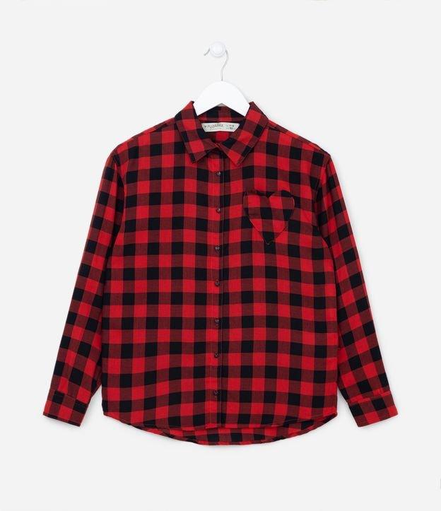 Camisa Infantil em Algodão com Estampa Xadrez - Tam 5 a 14 Anos - 1