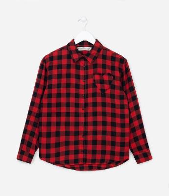 Camisa Infantil em Algodão com Estampa Xadrez - Tam 5 a 14 Anos