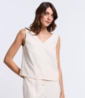 Blusa em Viscose com Decote V e Efeito Sarjado - 1