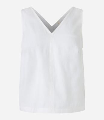 Blusa em Viscose com Decote V e Efeito Sarjado