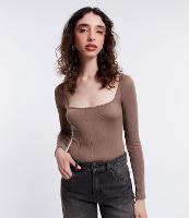 Body Seamless com Recorte e Manga Longa - 1