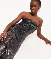 Vestido Midi Tomara que Caia em Tule Metalizado com Barra Assimétrica - 2