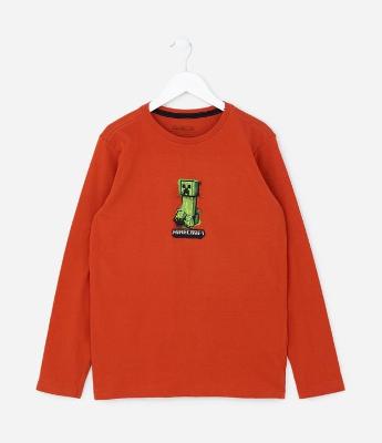 Camiseta Infantil em Algodão Estampa Minecraft - Tam 5 a 14 anos