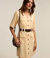 Vestido em Viscose com Abotoamento Frontal e Cinto Fivela - 1