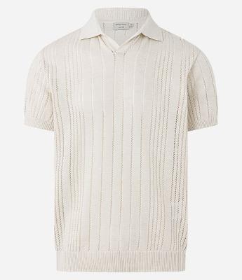 Camisa Polo em Tricô com Textura e Mangas Curtas