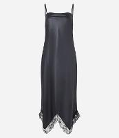 Vestido Midi Acetinado com Costas Decotadas e Barra Rendada - 1