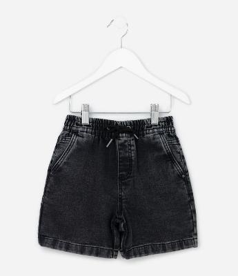 Bermuda Infantil em Jeans com Cós Elástico - Tam 5 a 14 anos