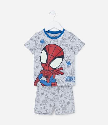 Pijama Curto em Algodão Estampa Spidey Brilha no Escuro - Tam 2 a 6 anos