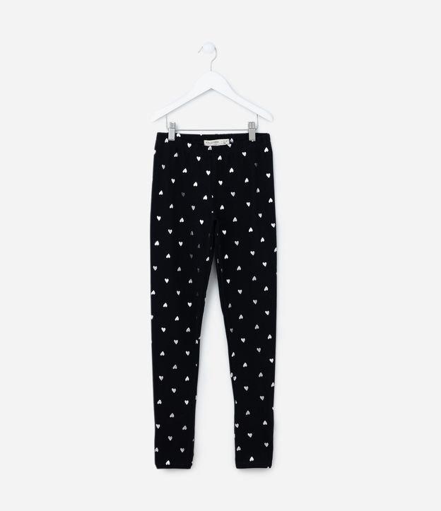 Calça Legging Infantil com Estampa de Corações - Tam 5 a 14 Anos - 1