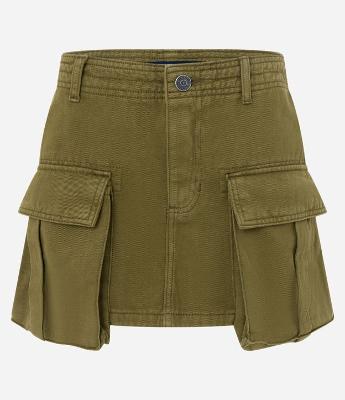 Saia Curta em Sarja com Bolsos Cargo Sobrepostos