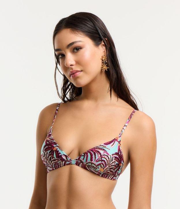 Biquíni Top Triangulo Fixo em Microfibra com Estampa Coqueiros - 1