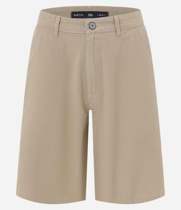 Bermuda Reta Loose em Sarja com Bolsos Cargo - 1