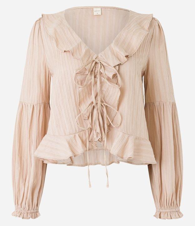 Blusa em Tricoline com Babados e Amarrações Frontais - 1