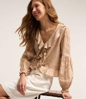 Blusa em Tricoline com Babados e Amarrações Frontais - 2