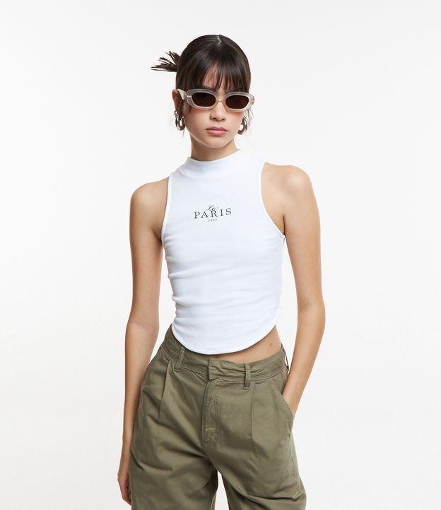 Regata em Algodão com Gola Alta e Lettering Paris - 1
