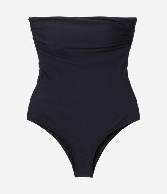 Maiô Sem Alça em Microfibra com Busto Drapeado